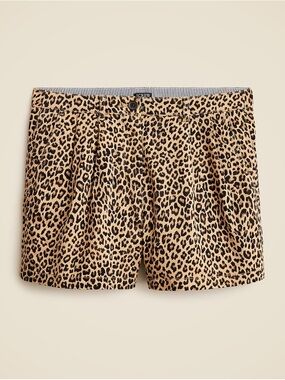 J. Crew Leopard Print Pleated Heritage Women’s Chino Shorts 3” - Tan & Black